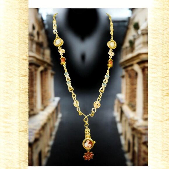 Repurposed VNTG Watch Opera Necklace Scene from the  of Beggars Opera by Hogarth - Picture 16 of 17